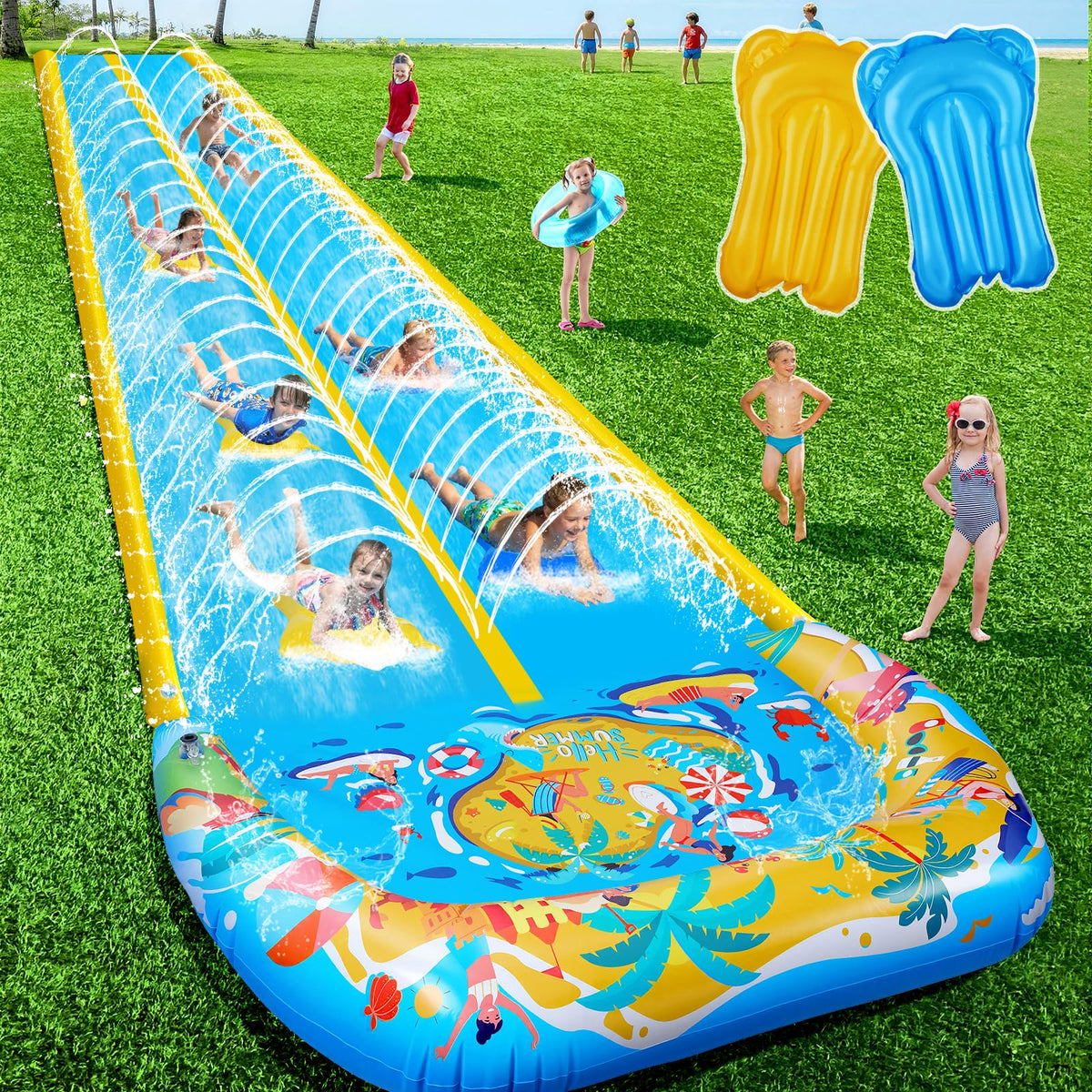 CHNENOMME 40ft double slip water slide for backyard family fun