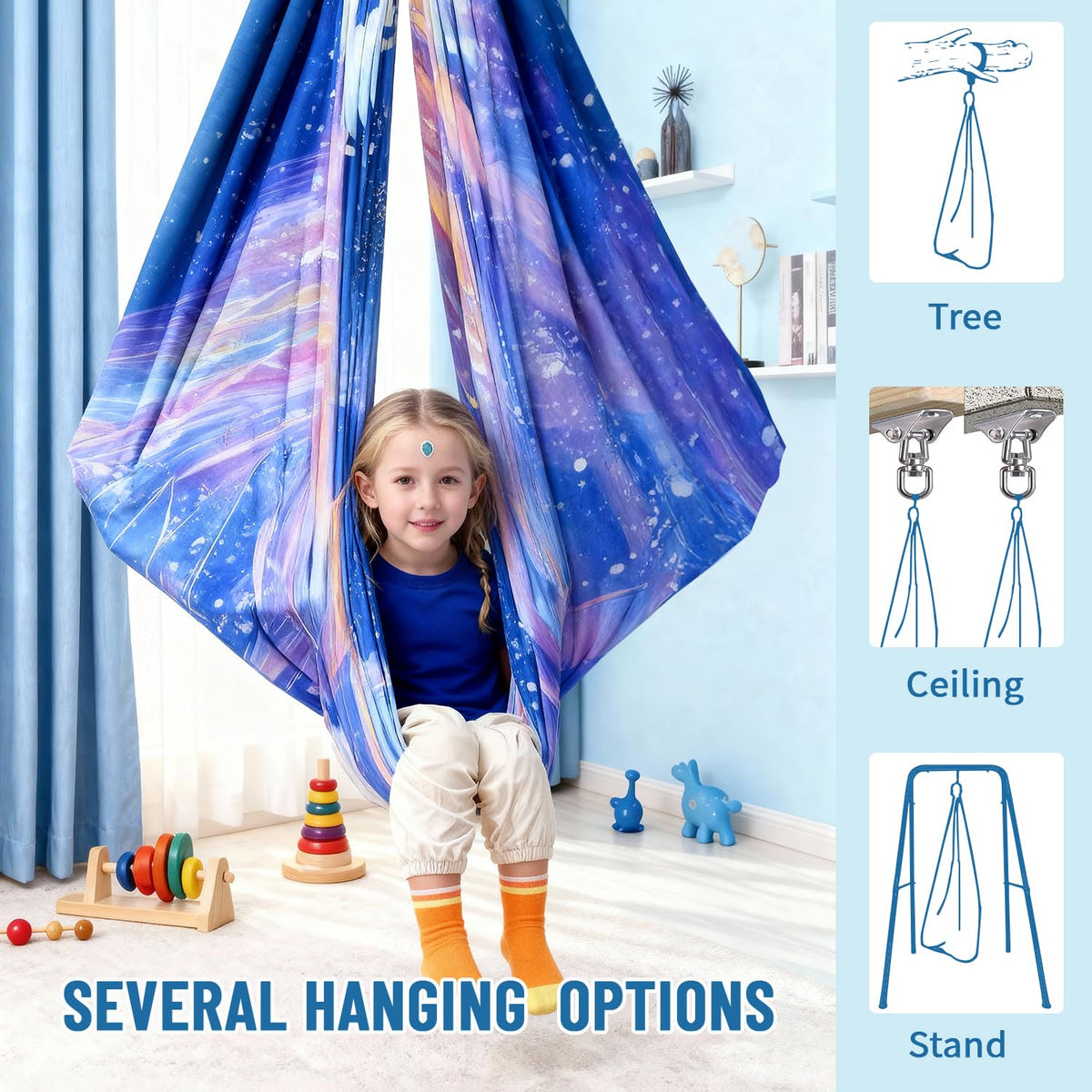 CHNPU Sensory Swing supports up to 300 lbs for shared use.