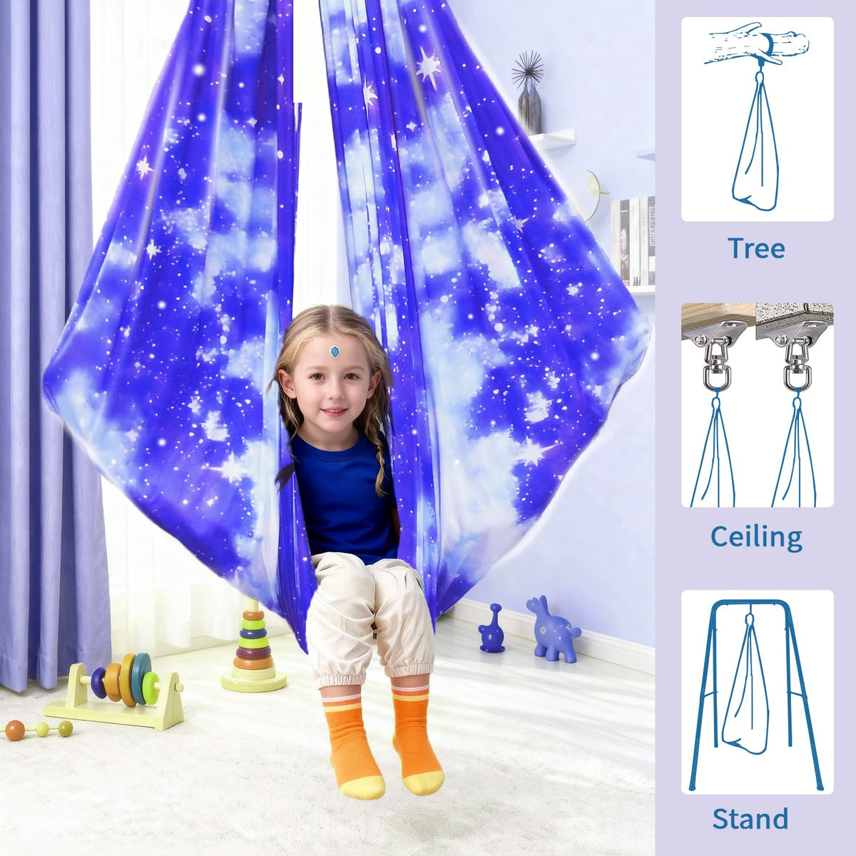 CHNPU Sensory Swing supports up to 300 lbs for kids and adults.