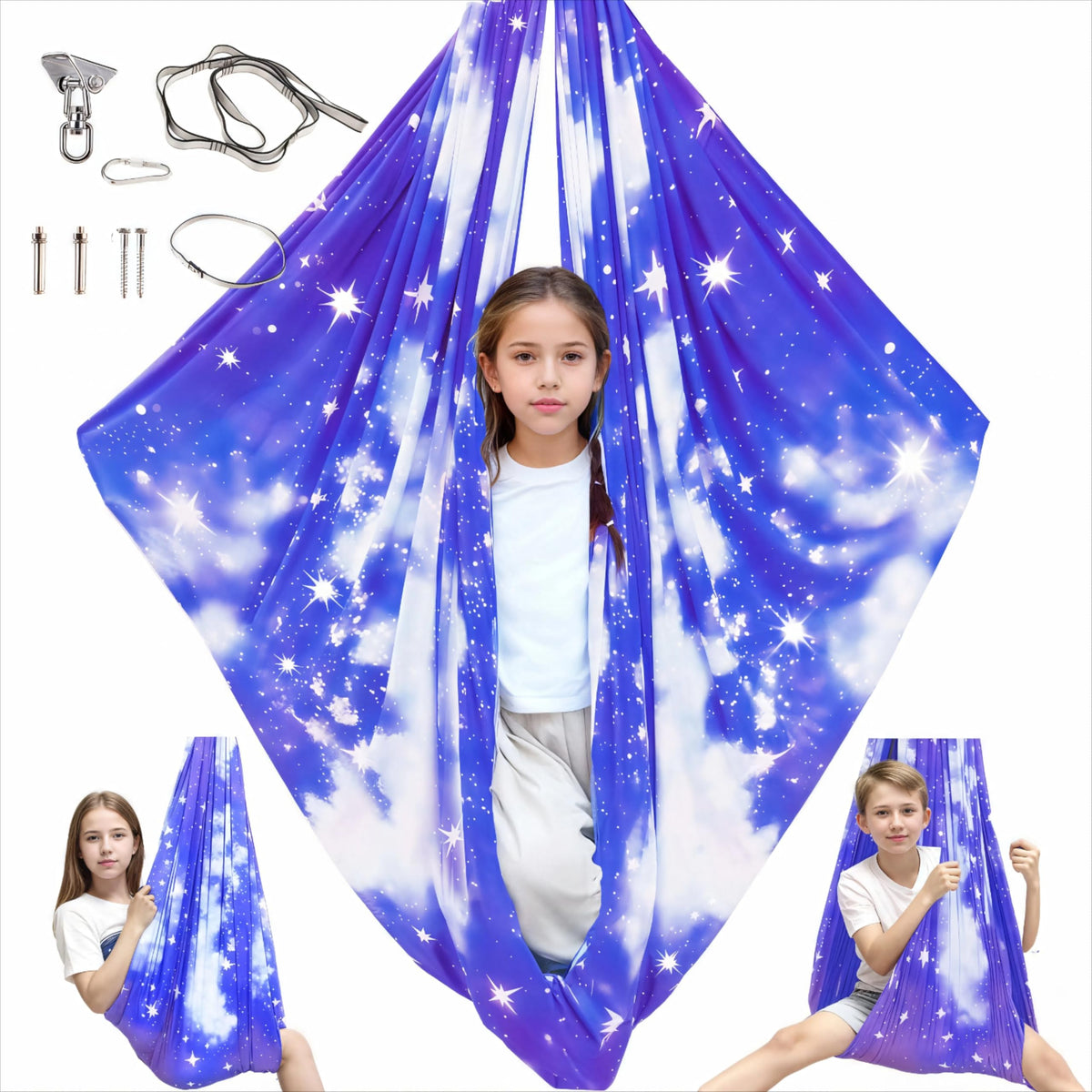 CHNPU Sensory Swing with 360° Swivel Hanger for flexible setup and play.