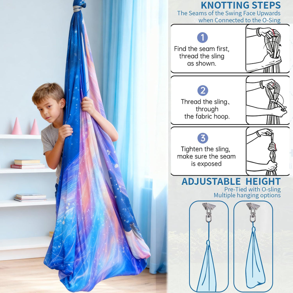 CHNPU Sensory Swing double-layer fabric for durable, soft support.