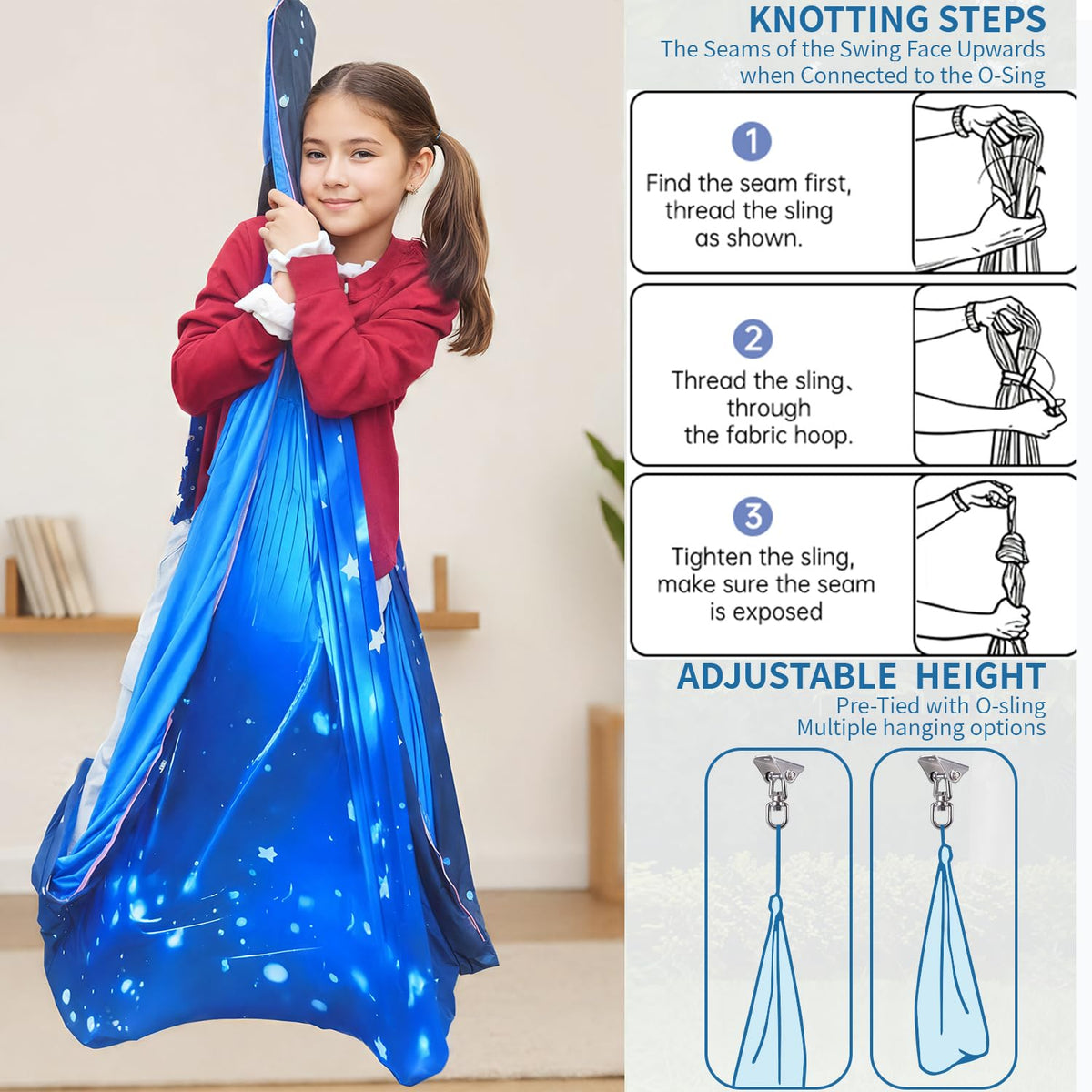CHNPU Sensory Swing double layer fabric offers stable support for kids and adults