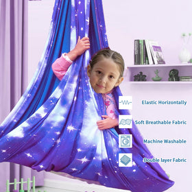 CHNPU Sensory Swing kit contents include daisy chains, carabiner, rope.
