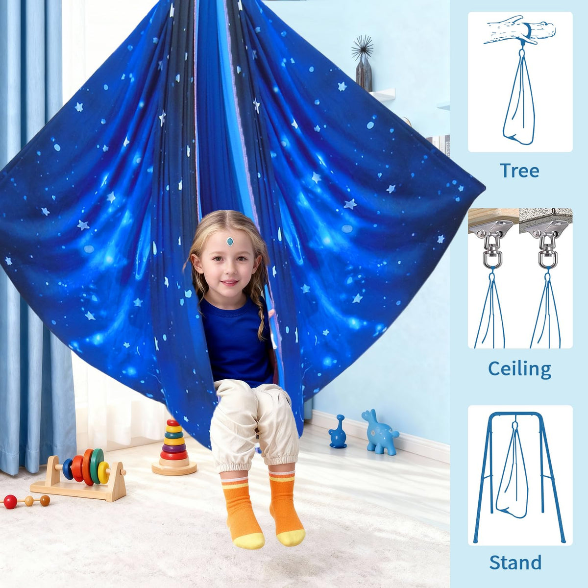 CHNPU Swing uses washable nylon and polyester for easy cleaning and care