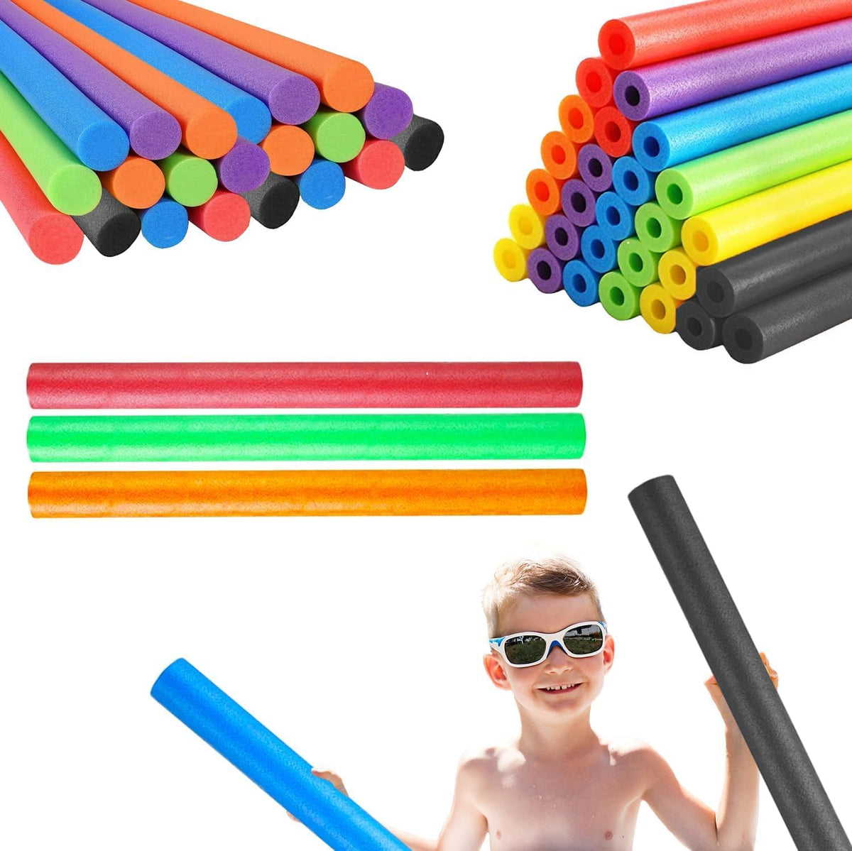 Chochkees dark green 52-inch pool noodle in water for floating fun