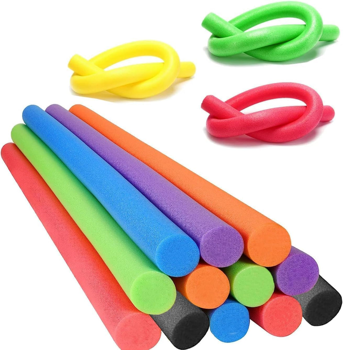 Chochkees dark green pool noodle used by a lake for flotation