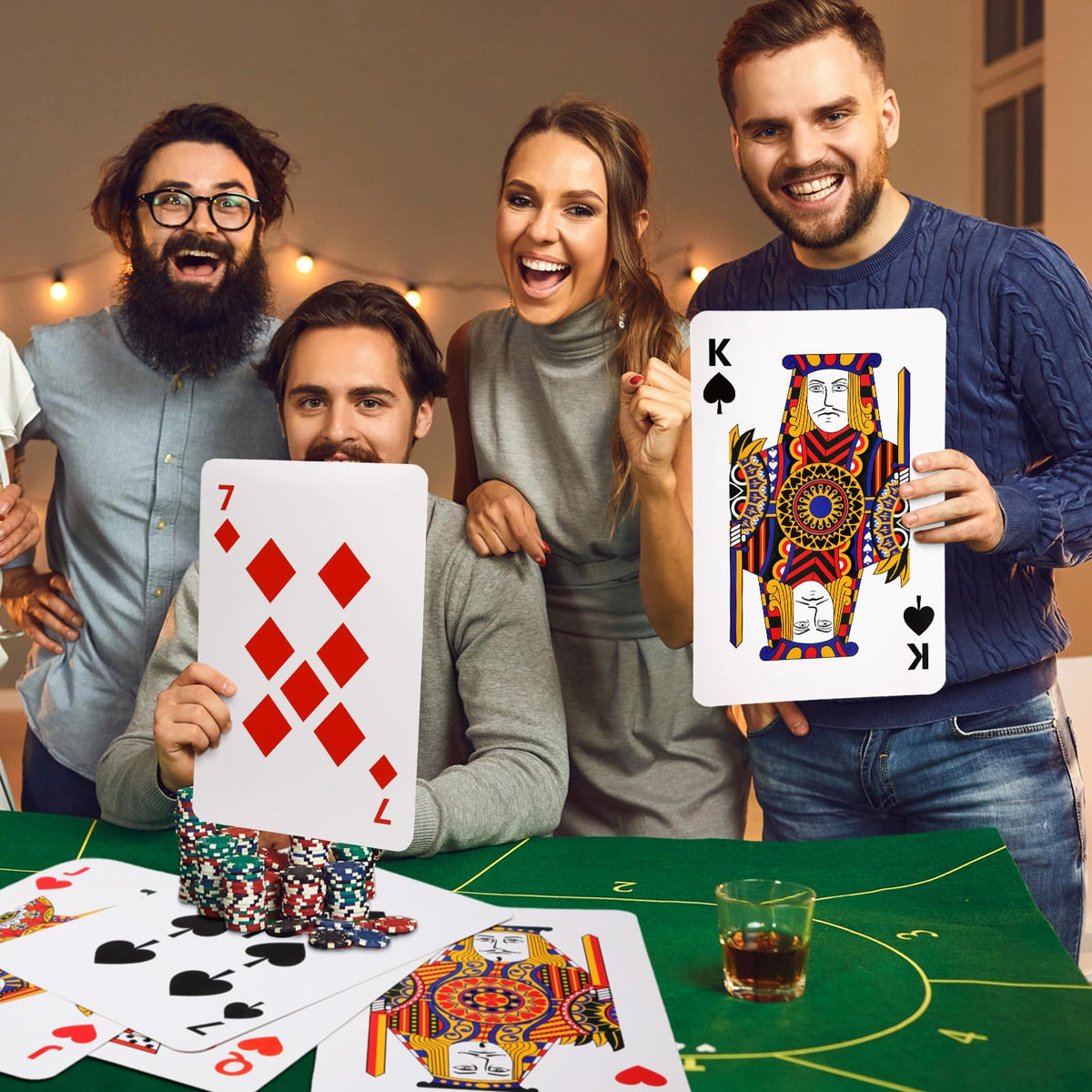 Cholemy giant playing cards serve as playful photo props at events
