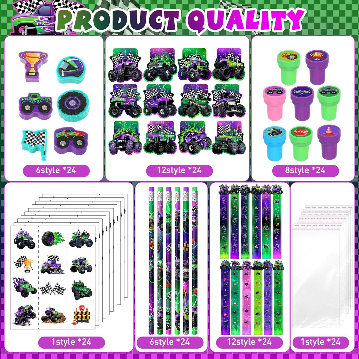 Cholemy monster truck pencils offer colorful writing for activities.