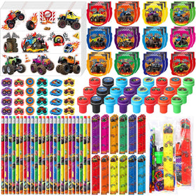 Cholemy monster truck stampers for creative party favors.