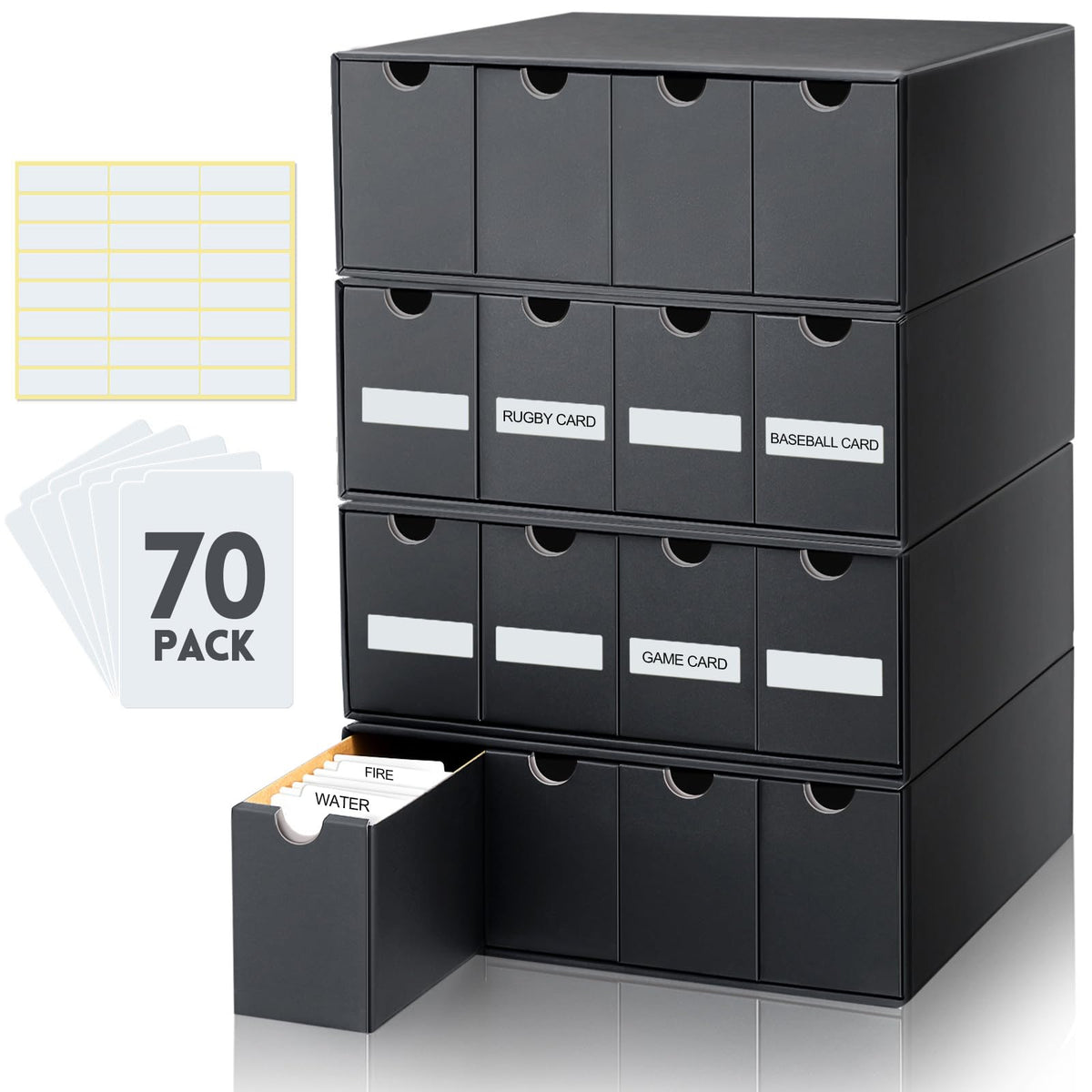 Cholemy four row trading card storage box front view for organized collections