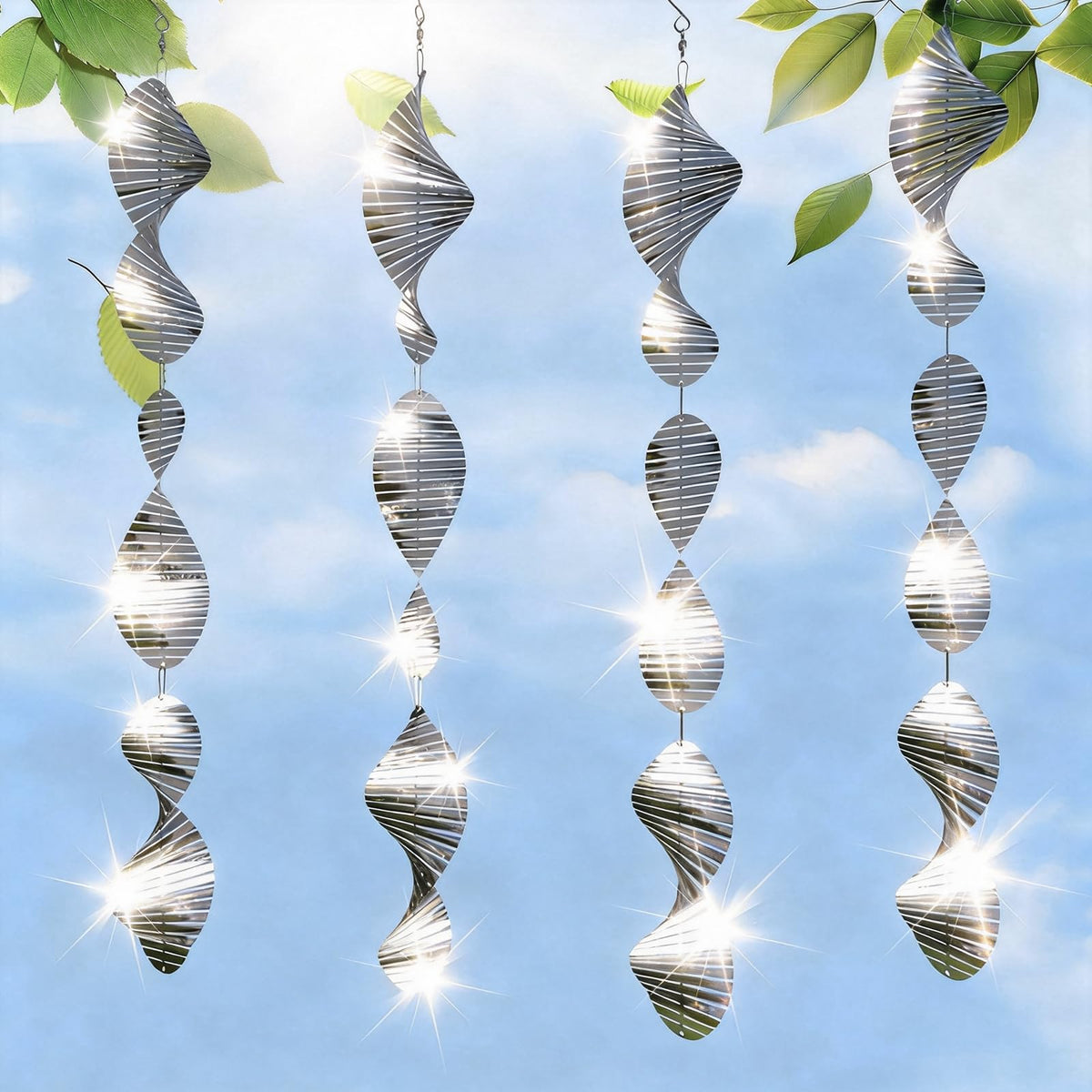 CHONOVO 3D wind spinner discs reflect sunlight to deter birds on patios.