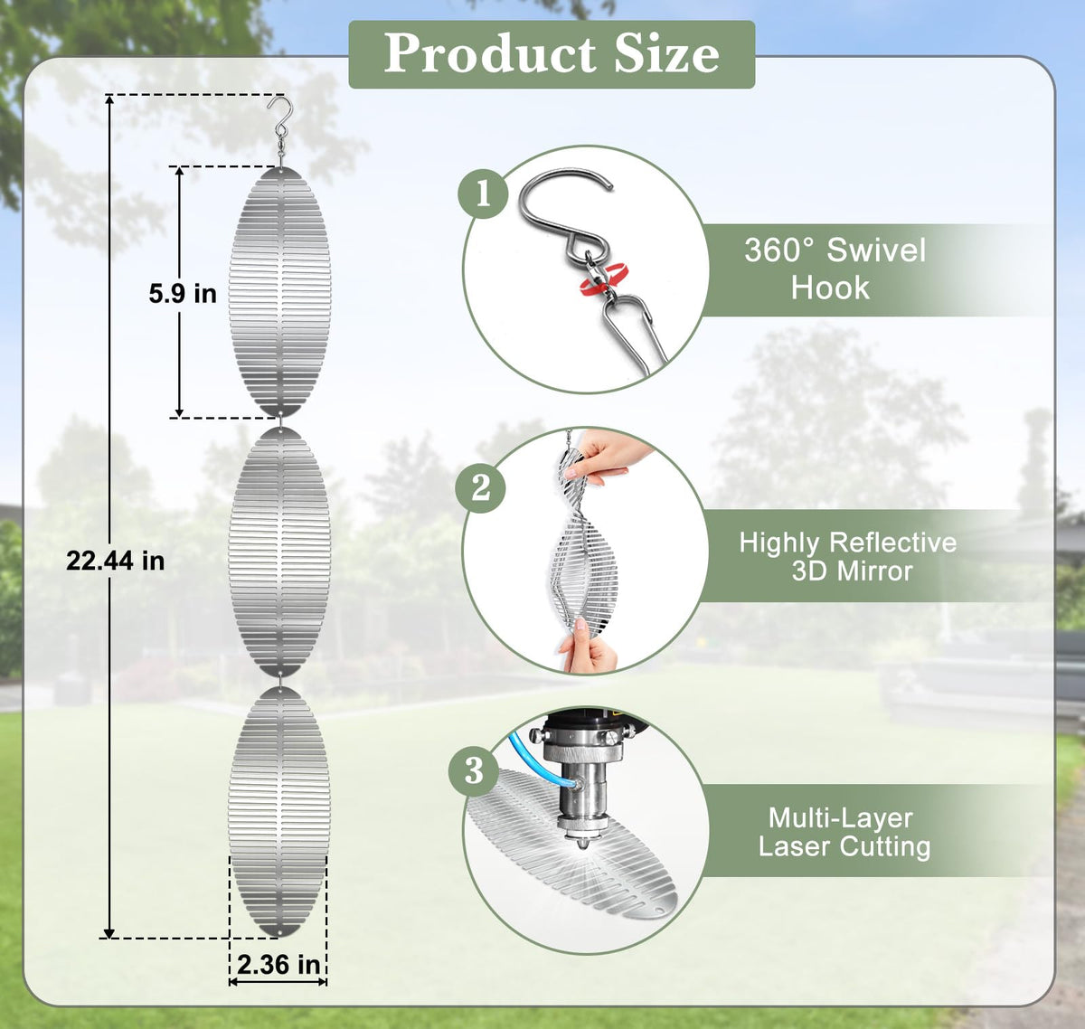 CHONOVO mirror-disc reflections create flicker to guard gardens from birds.