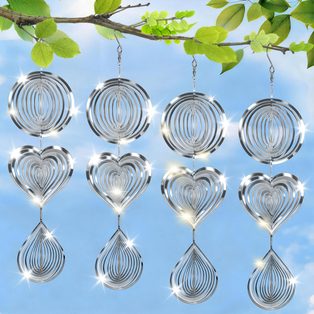 CHONOVO bird reflectors discs showcase mirrored detail for vibrant garden decor and privacy.