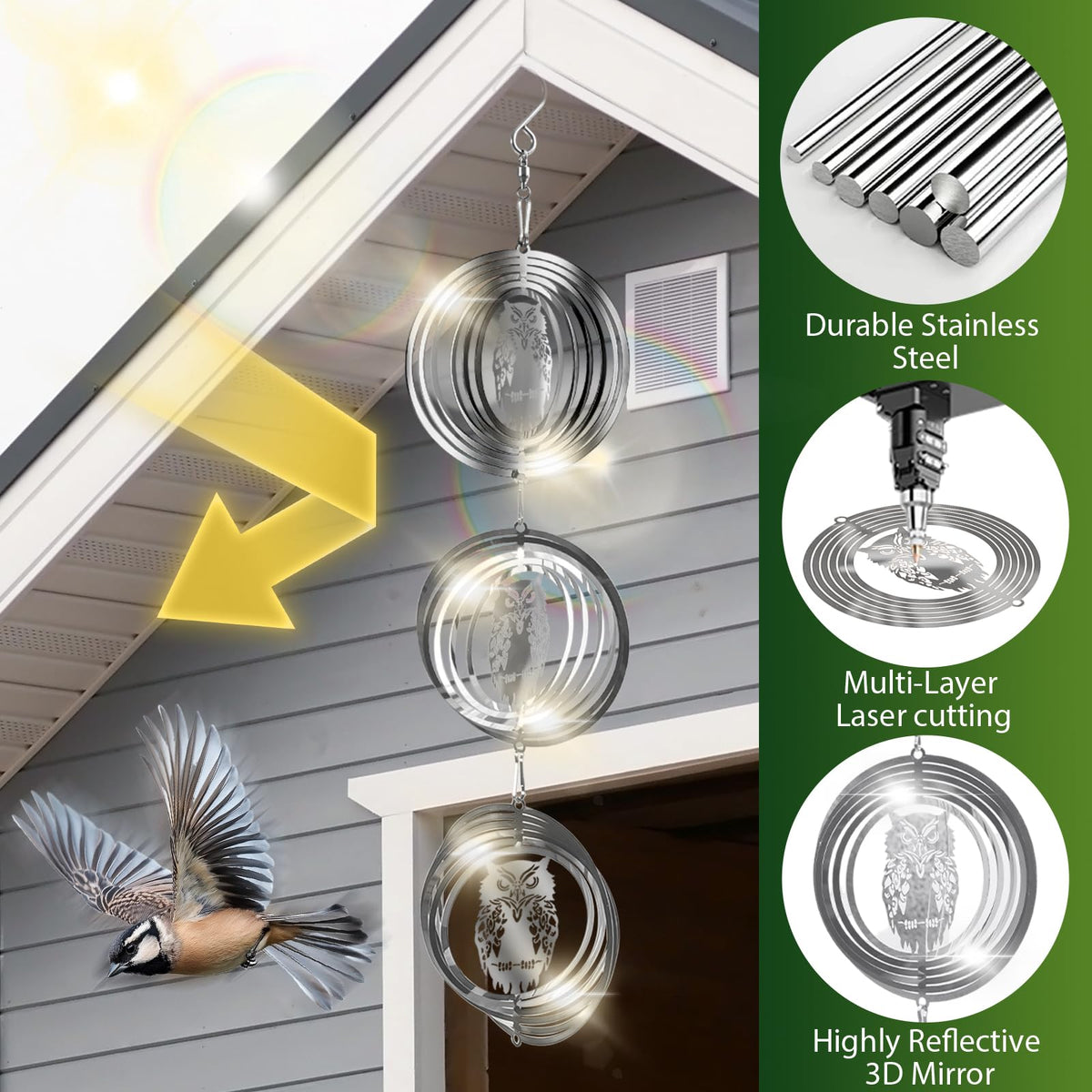 CHONOVO stainless steel deterrent disc durable and weather resistant for long term use.