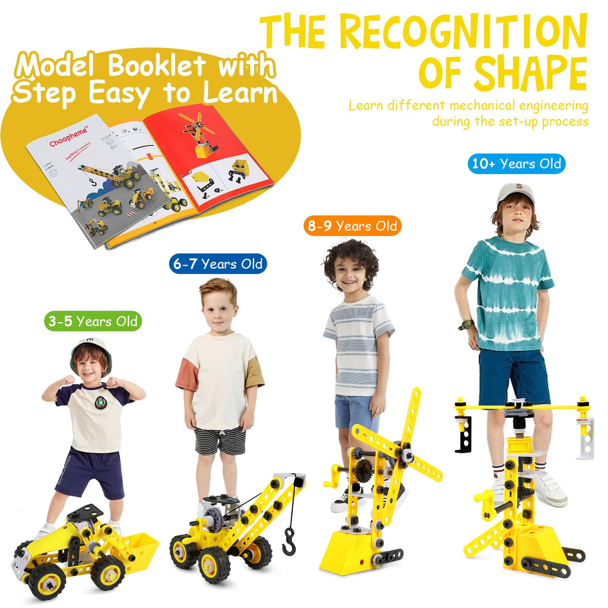 Choopheme 10-in-1 stem toy crane model promotes problem-solving during play.