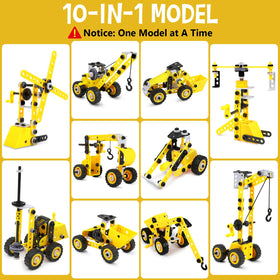 Choopheme 10-in-1 stem toy forklift model supports spatial reasoning practice.