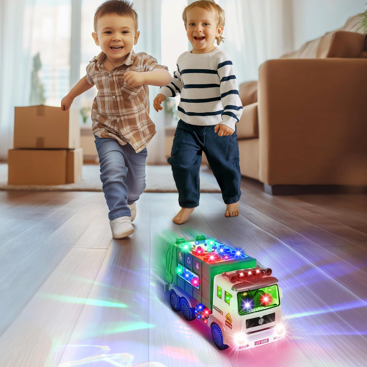 Choopheme garbage truck toy uses safe materials with smooth edges for little hands