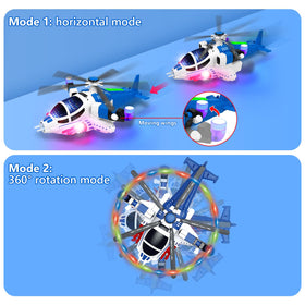 Choopheme helicopter toy shows automatic wing expansion for dynamic movement