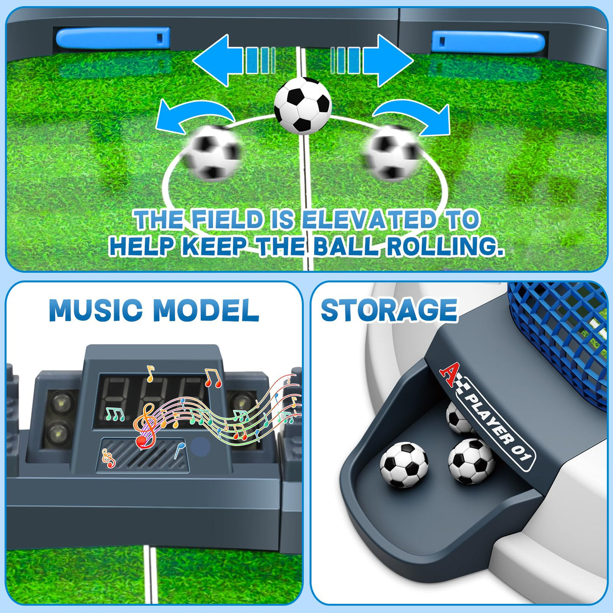 Compact, portable Choopheme mini foosball table ready for travel