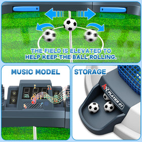 Compact, portable Choopheme mini foosball table ready for travel