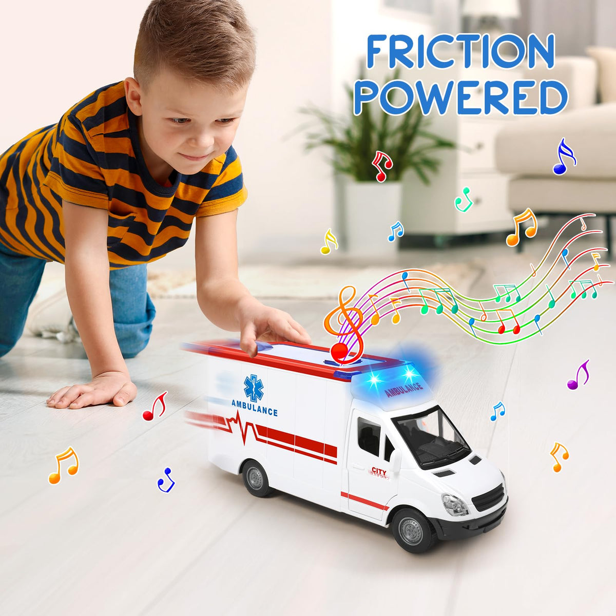 Choopheme toy ambulance LED lights and sounds for imaginative play