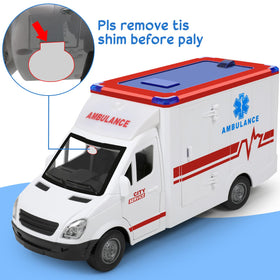 Choopheme toy ambulance rear door opens to reveal interior