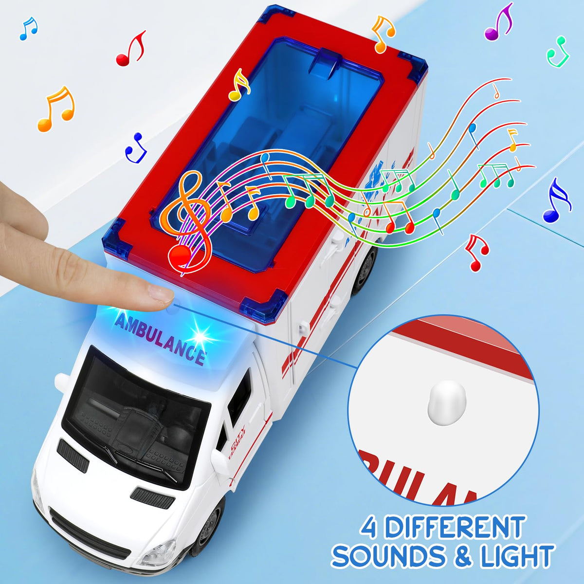 Choopheme toy ambulance side doors open for interactive scenes
