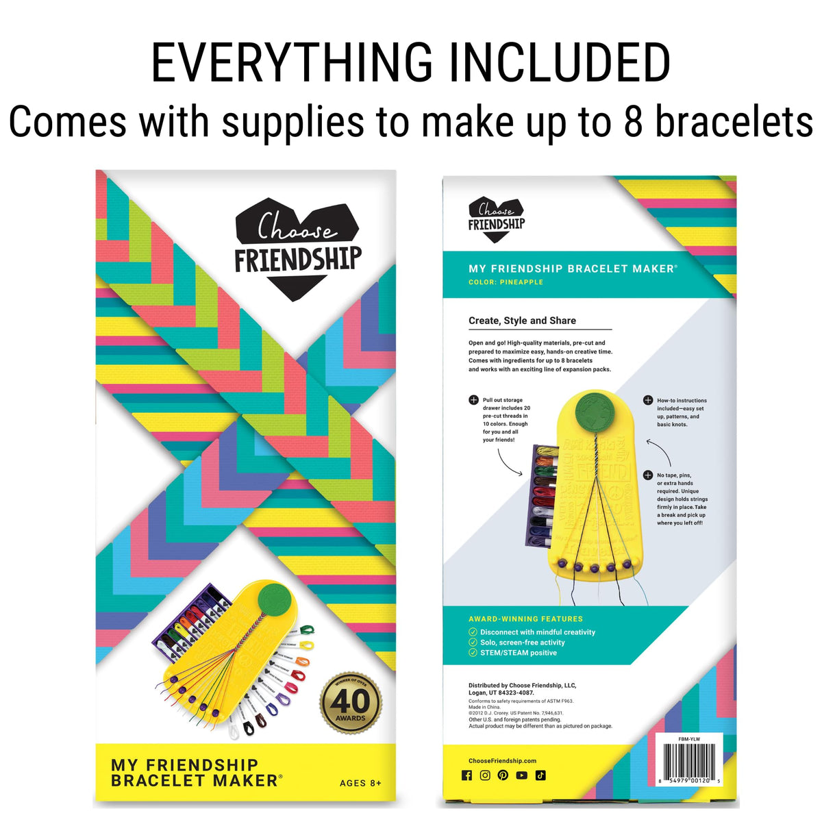 Choose Friendship 20 pre-cut threads highlight ready-to-use colors and simple knot projects.