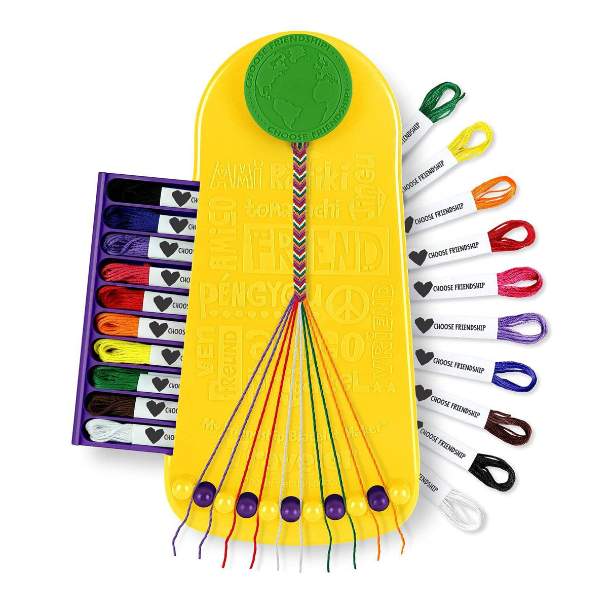 Choose Friendship bracelet kit in Yellow Pineapple shows quick, mess-free crafting contents.