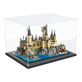 Choowin acrylic display case offers crystal-clear visibility for Lego Hogwarts Castle.