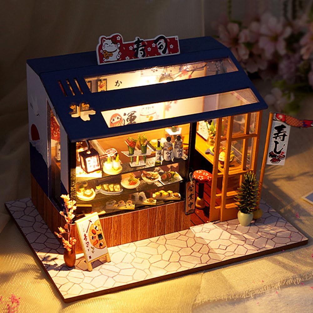 CHOOYIH Japanese sushi shop dollhouse furniture and accessories for realistic scenes