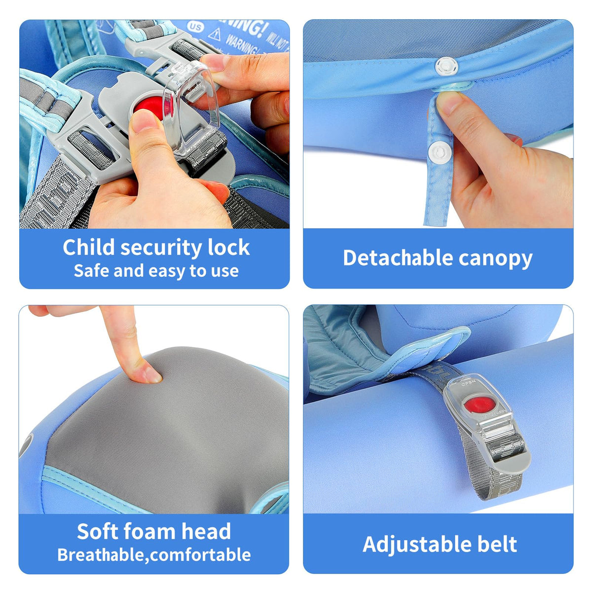 ChowYeey Mambobaby five-point buckle ensures secure fit for infants.
