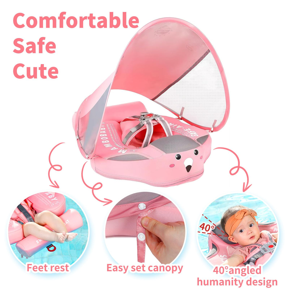 ChowYeey Mambobaby Float adorable design makes pool time fun.