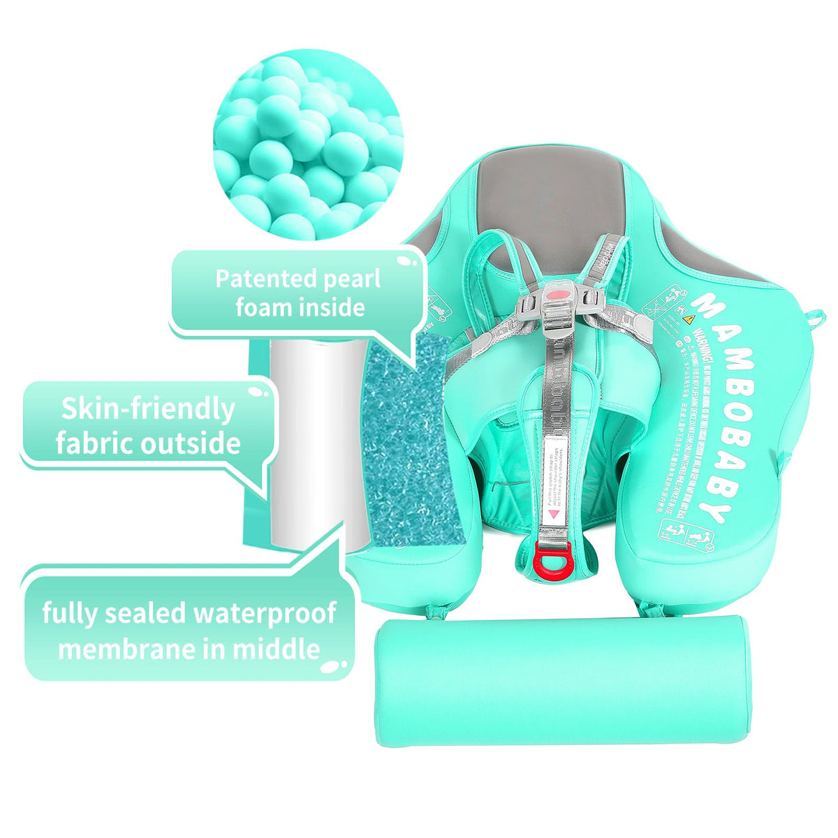 ChowYeey Mambobaby float material soft-cloth offers gentle buoyancy and easy cleaning.