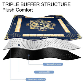 Chriari Mahjong Mat highlights premium natural rubber texture for durability and liquid resistance.