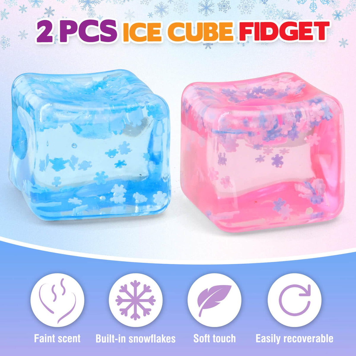 Chridark ice cube fidget close-up squeeze for tension release.