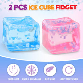 Chridark ice cube fidget close-up squeeze for tension release.