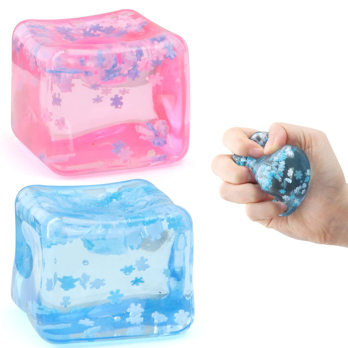 Chridark ice cube fidget duo in blue and pink for mood lift on the go.