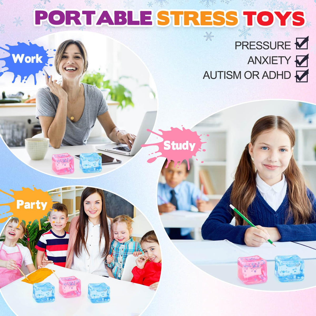 Chridark Ice Cube Fidget Toy used at desk for calm concentration