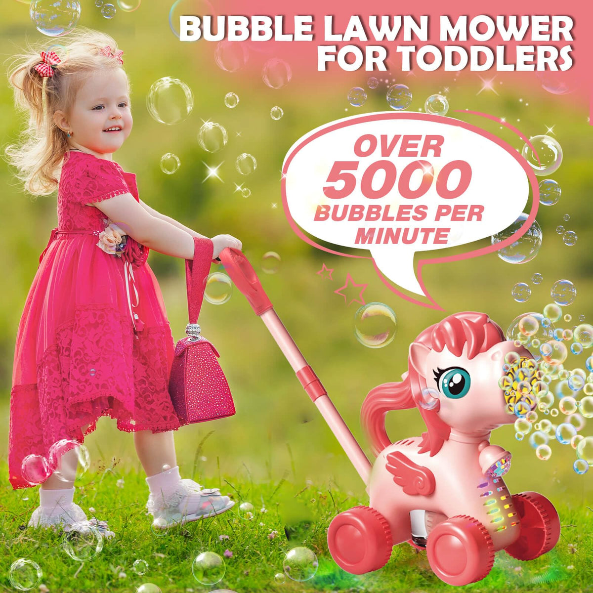 Chridark Unicorn Bubble Machine delivering continuous bubbles for group fun