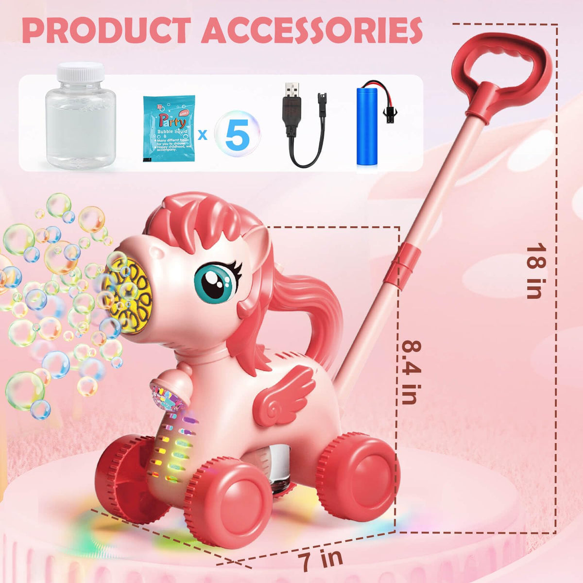 Chridark Unicorn Bubble Machine featuring night time LED glow