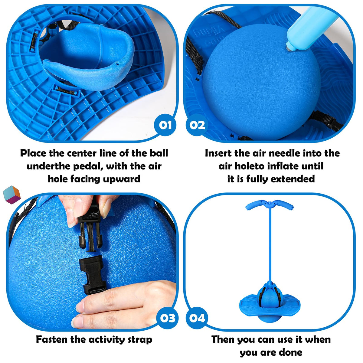 Christoy blue pogo suitable for kids and adults to practice balance.