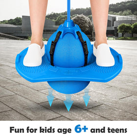 Christoy blue pogo ball with pump for quick inflation.