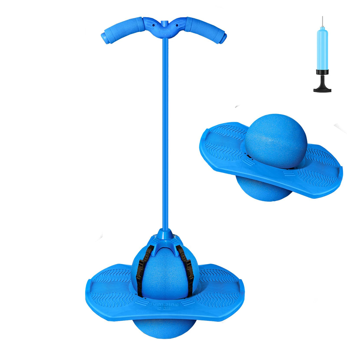 Christoy Pogo Jumper with Handle in blue showing safe grip and bounce.