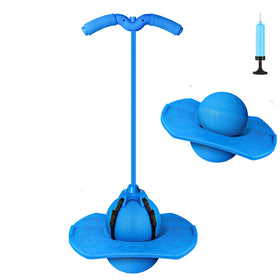 Christoy Pogo Jumper with Handle in blue showing safe grip and bounce.