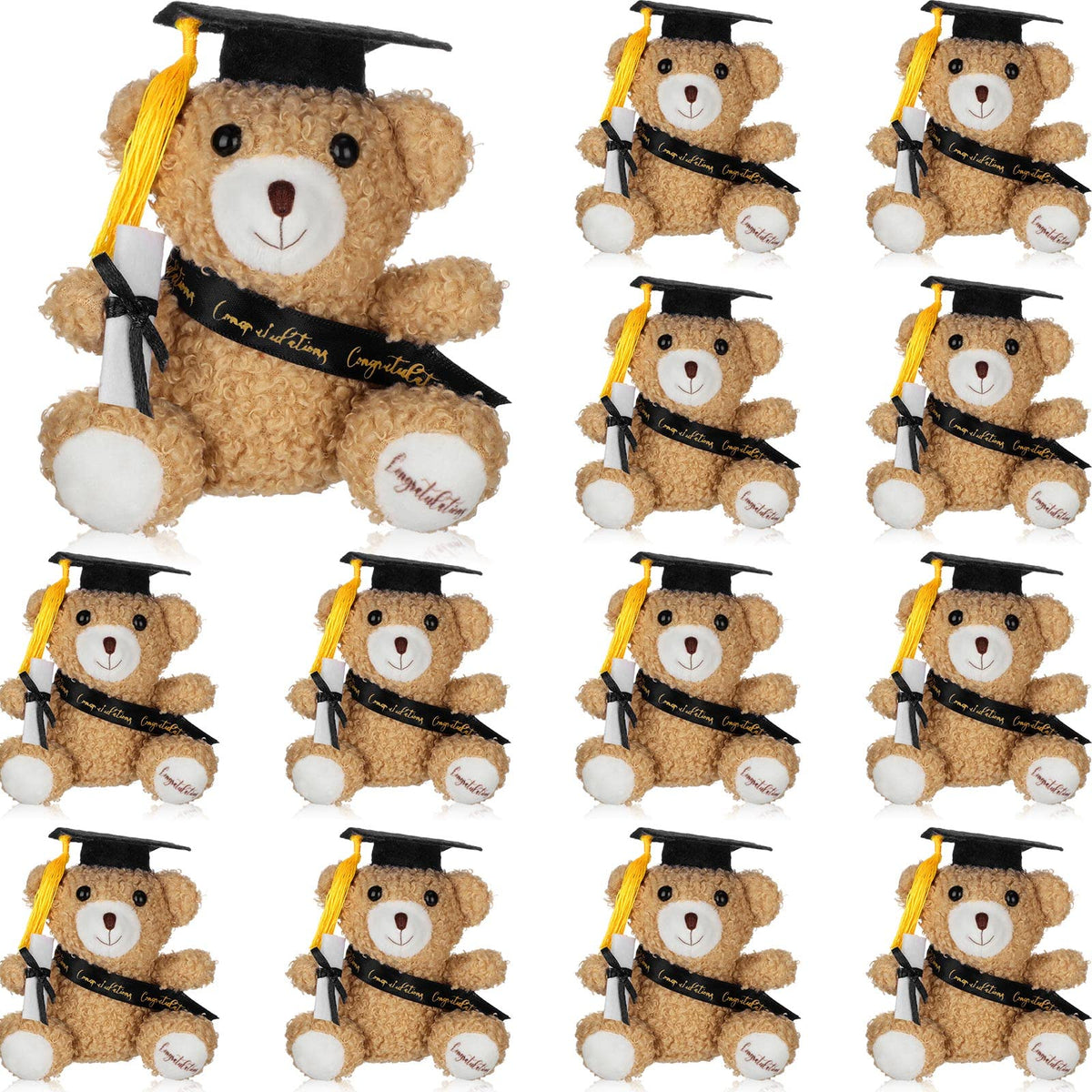 Chuangdi 12-pack mini graduation bears bulk for party decorations