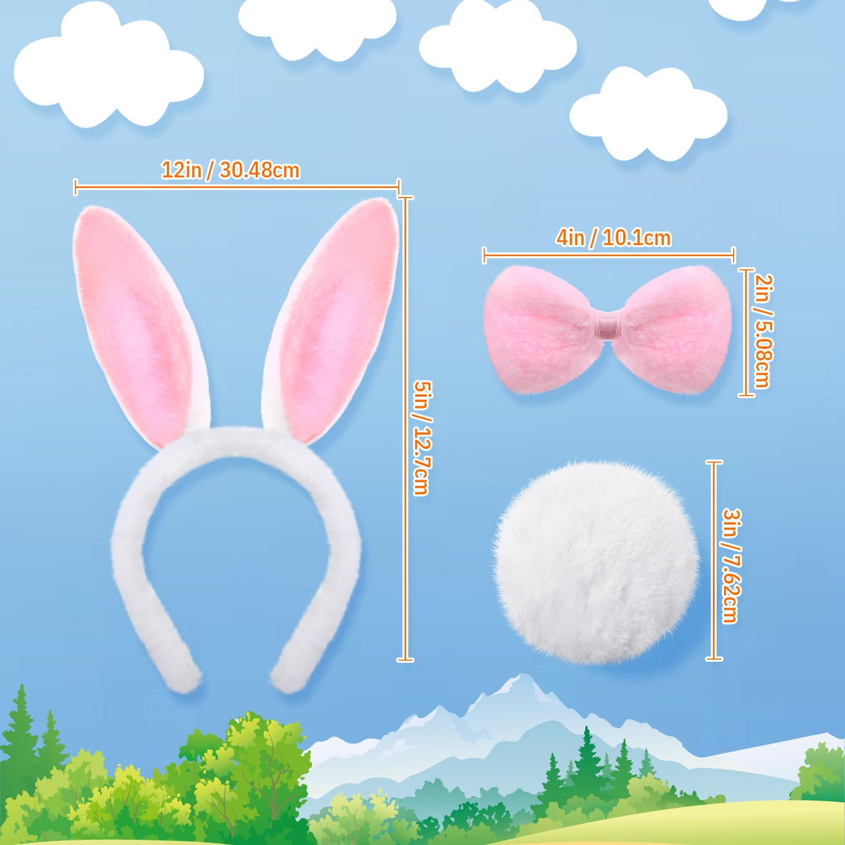 Chuangdi bunny tails with elastic fit for secure wear during play