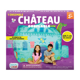 Chuckle & Roar box fan inflates the castle for instant playtime.