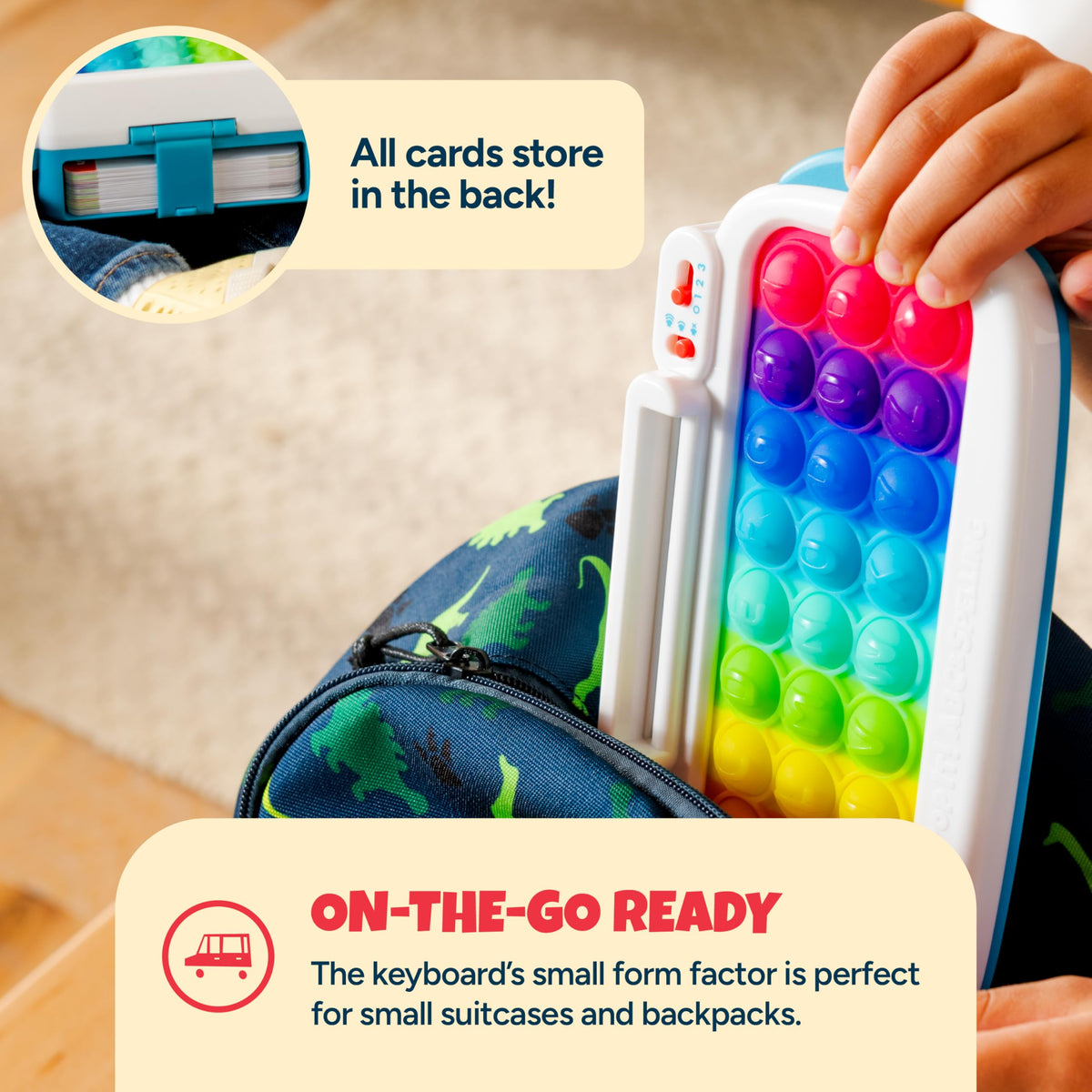 Chuckle and Roar durable cards with built-in storage for organization