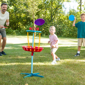 Chuckle & Roar extra wide basket supports beginners with easy targets.